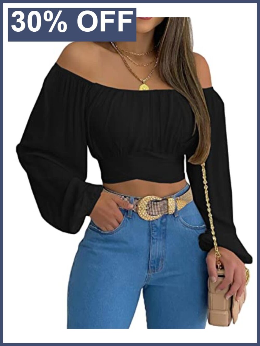 Off Shoulder Ruched Tie Back Crop Top Lantern Sleeve Boho Blouse